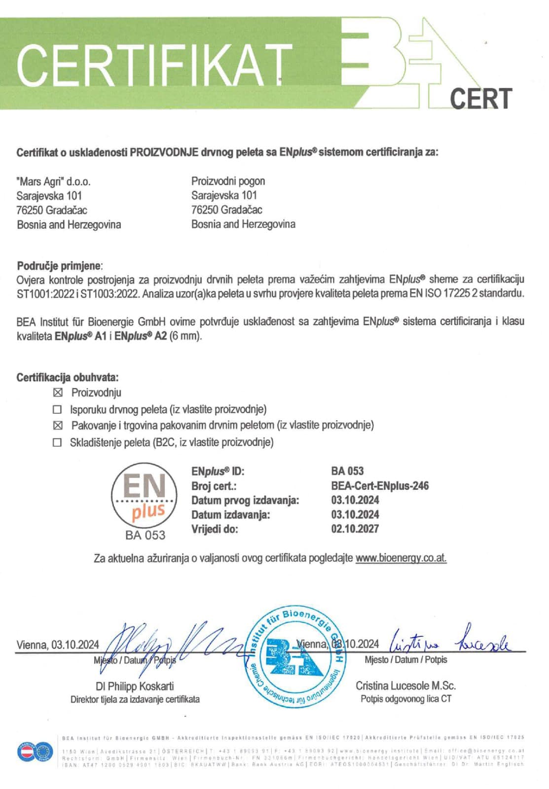 ENplus Certifikat